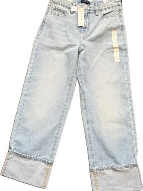 Banana Republic Light Blue Wide Leg Jeans “Straight High Rise” Cuffed